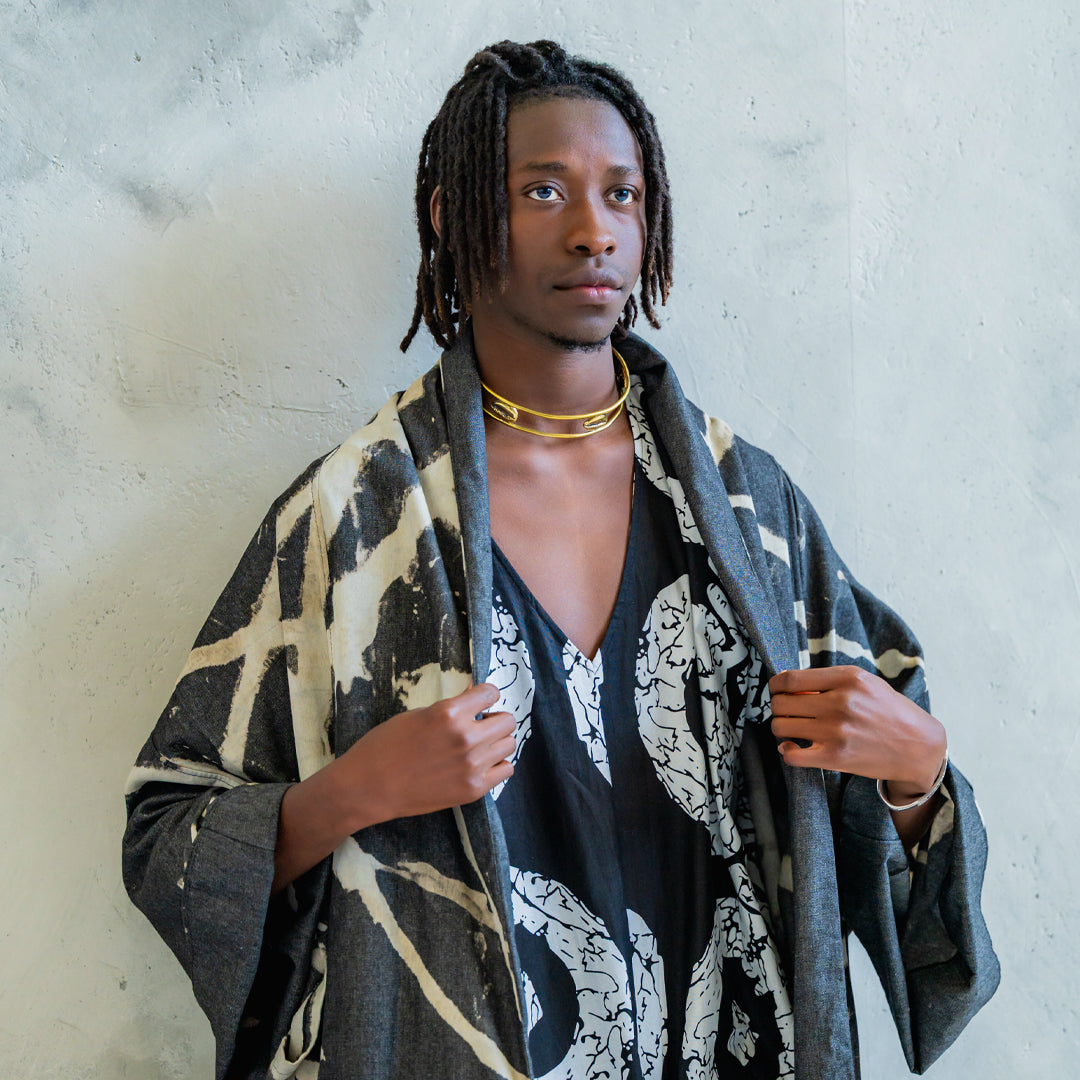 The Ayodele Denim Afrikimono