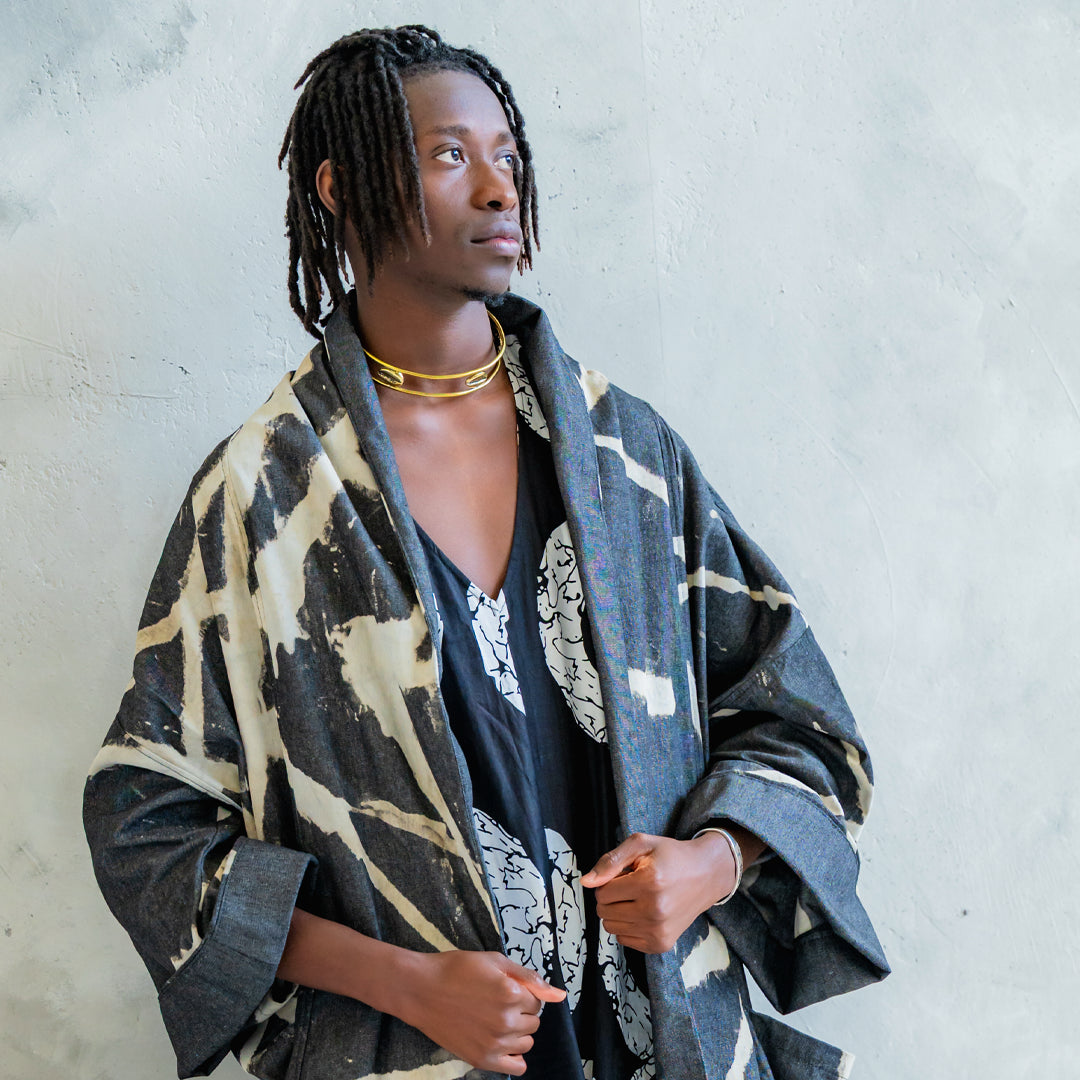 The Ayodele Denim Afrikimono