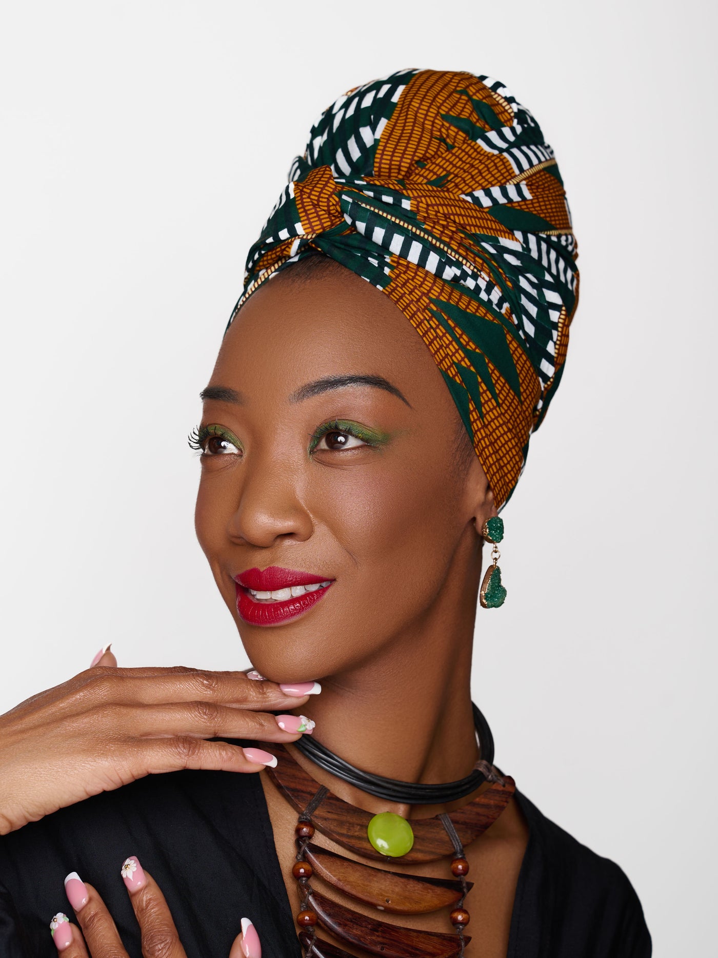 A length of West African cotton print, cut and sewn by hand in Leeds