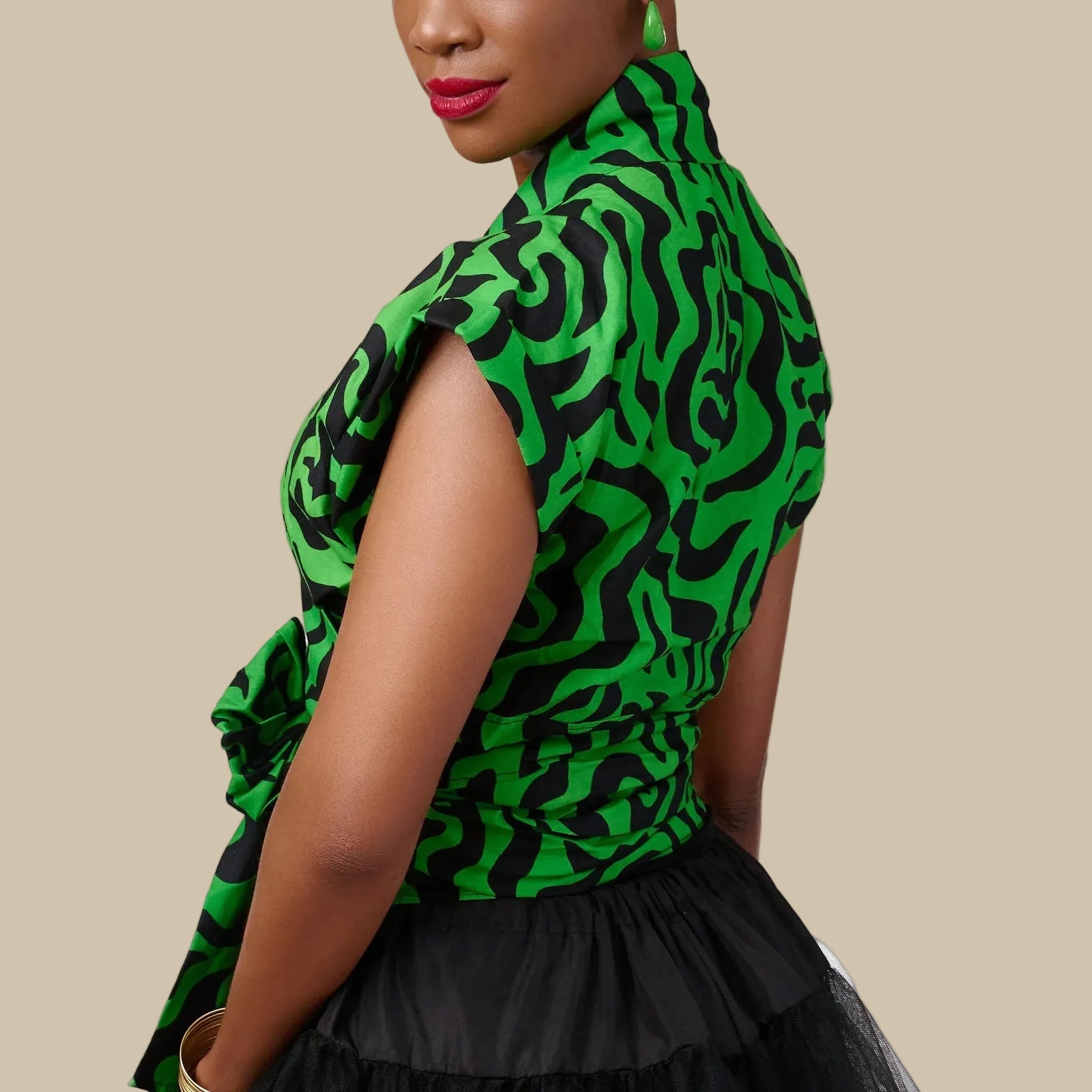 トップス Tyla ribbon set tops The Taye Wrap Top | African Wax Print | SANYAN